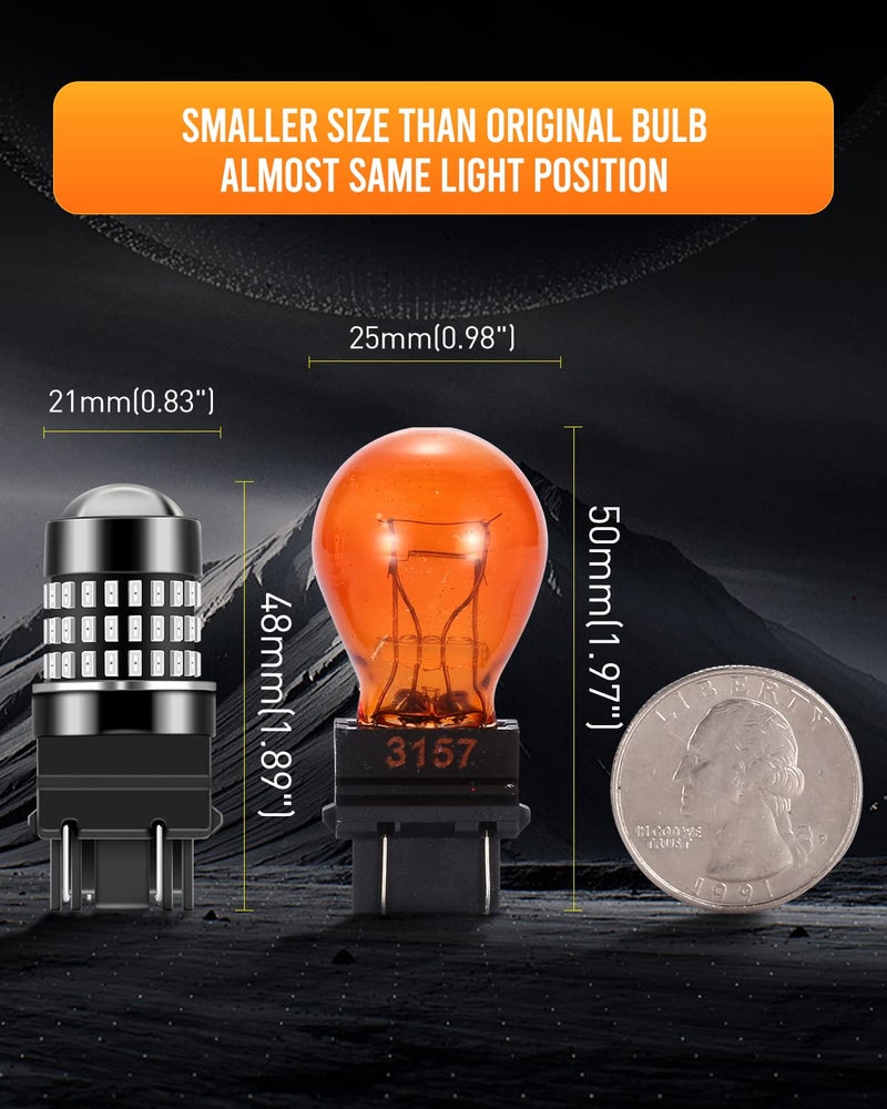 LUYED 3157 LED Bulbs Red 600% Brighter 1800LM, Flicker-Free 12-24V Plug and Play HD Projector, Compatible with 3156 3056 3057 4157 4057 Tail Brake Stop Signal Parking Lights 2PCS - Image 4